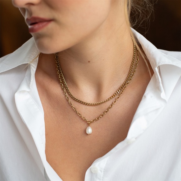 D.Louise waterproof Chunky Pearl Pendant Necklace - Picture 1 of 2